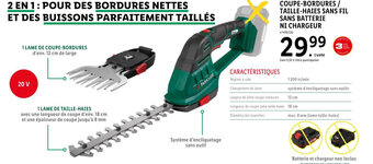 COUPE-BORDURES / TAILLE-HAIES SANS FIL SANS BATTERIE NI CHARGEUR