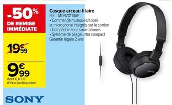 Carrefour Casque arceau filaire offre