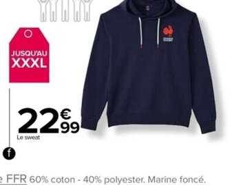 Carrefour Sweat capuch rugby homme ffr offre