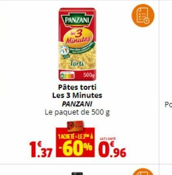 Coccinelle Express Pâtes torti Les 3 Minutes PANZANI offre