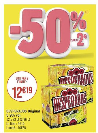 Casino Supermarchés Desperados desperados original 5,9% vol. offre