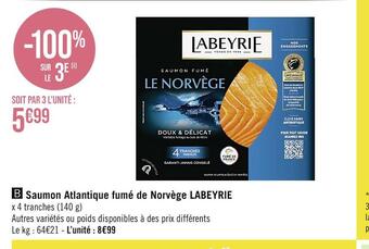 Casino Supermarchés Labeyrie saumon atlantique fumé de norvège offre