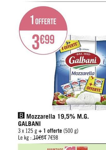 Casino Supermarchés Galbani mozzarella 19,5% m.g. offre