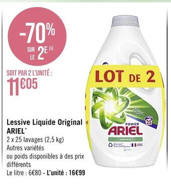 Casino Supermarchés Ariel lessive liquide original* offre