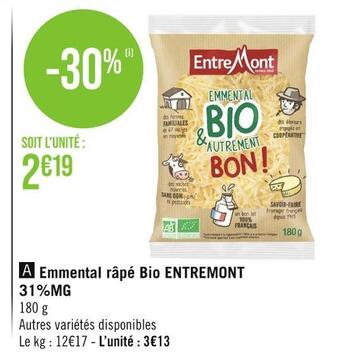 Entremont emmental râpé bio 31%mg
