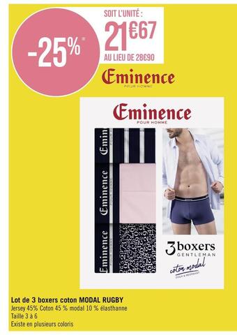 Eminence lot de 3 boxers coton modal rugby