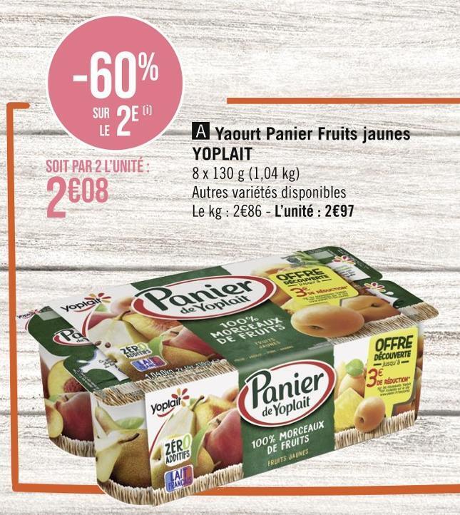 Promo Yoplait yaourt panier fruits jaunes chez Casino Hyperfrais