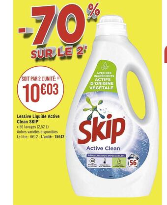 Casino Supermarchés Skip lessive liquide active clean* offre