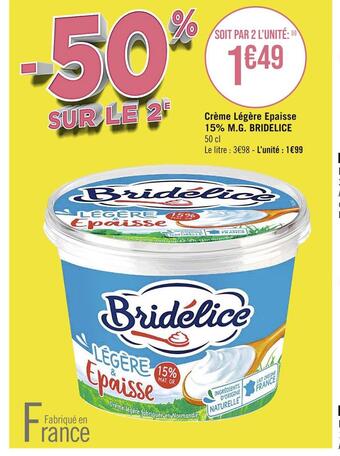 Bridelice crème légère epaisse 15% m.g.