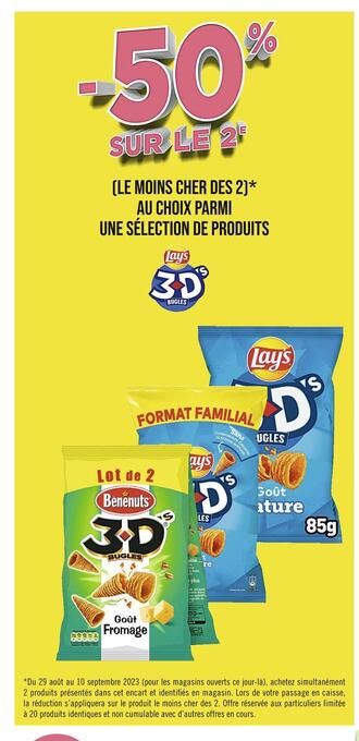 Lay's -50% sur le 2e au choix parmi une sélection de produits lay's