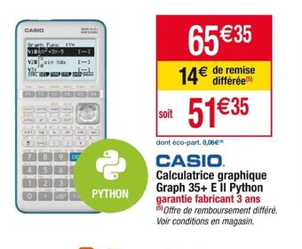 CASIO. Calculatrice graphique Graph 35+ E II Python