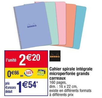 Cahier spirale intégrale microperforée grands