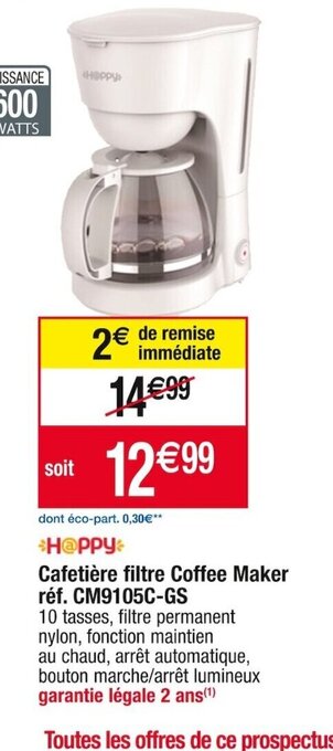 Cora x Carrefour Cafetière filtre Coffee Maker réf. CM9105C-GS offre