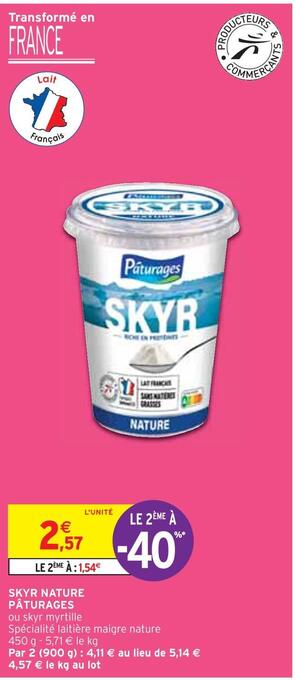 Intermarché Pâturages skyr nature offre