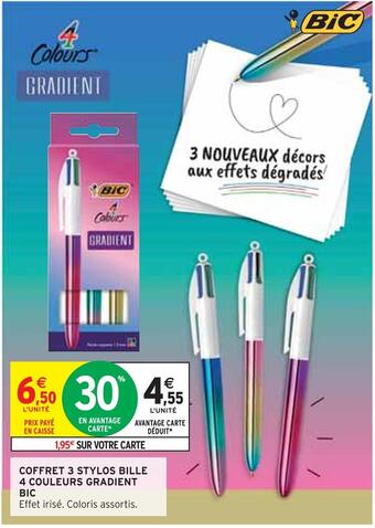 Intermarché Bic coffret 3 stylos bille 4 couleurs gradient offre