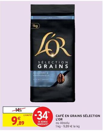 Intermarché L'or café en grains sélection offre