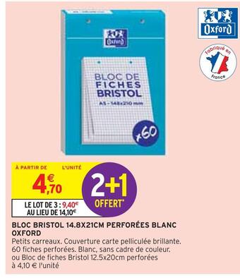 Oxford bloc bristol 14.8x21cm perforées blanc