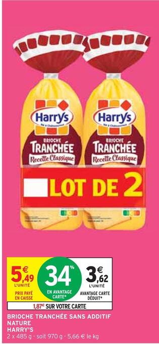 Intermarché Harry's brioche tranchée sans additif nature offre