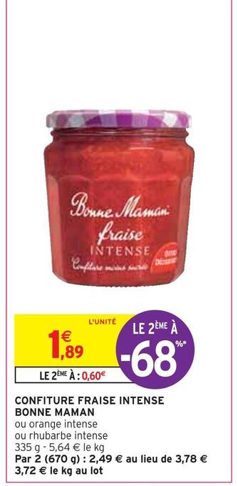 Intermarché Bonne maman confiture fraise intense offre