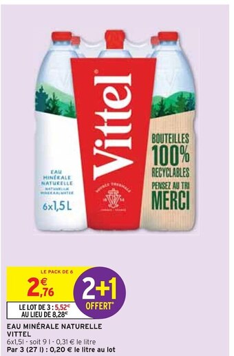 Intermarché Vittel eau minérale naturelle offre
