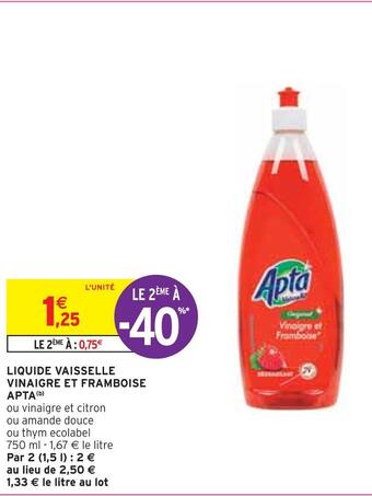 Intermarché Apta liquide vaisselle vinaigre et framboise (b) offre