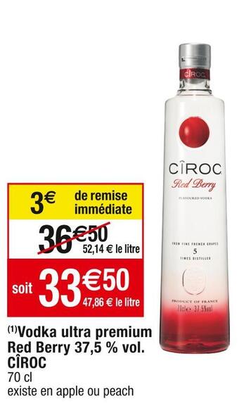 Cora x Carrefour Cîroc vodka ultra premium red berry 37,5 % vol. offre