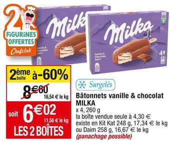 Cora x Carrefour Milka bâtonnets vanille & chocolat offre