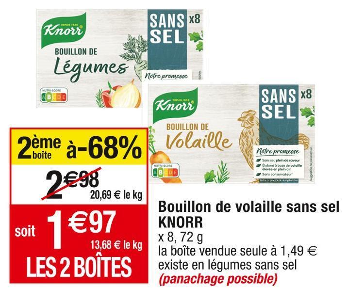 Promo Knorr bouillon de volaille sans sel chez Cora