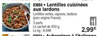 Thiriet Lentilles cuisinées aux lordons offre