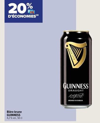 Bière brune GUINNESS 4,2 % vol., 50 cl