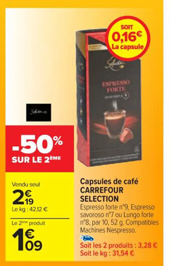 Carrefour Capsules de café CARREFOUR SELECTION offre