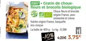 Thiriet Gratin de choux fleurs et brocolis biologique offre