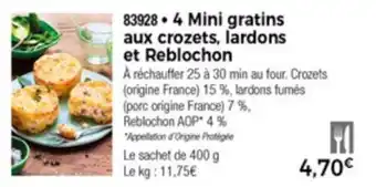 Thiriet 4 Mini gratins aux crozets, lardons er Reblochon offre