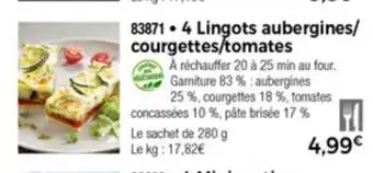 Thiriet 4 Lingots aubergines courgettes/tomates offre