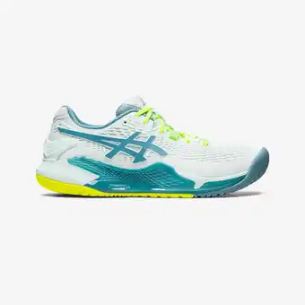 Decathlon Chaussures de tennis femme multicourt - gel résolution 9 blanc vert turquoise offre