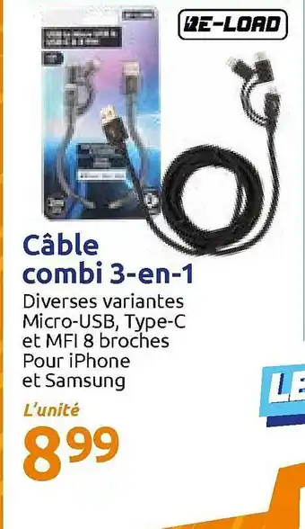 Action Câble Combi 3-en-1 offre