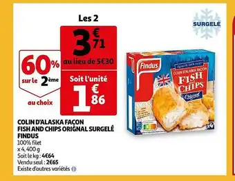 Auchan Colin D'alaska Façon Fish And Chips Original Surgelé Findus offre