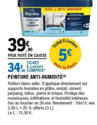 E.Leclerc Brico Peinture Anti-humidité Ripolin offre