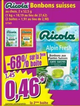 Norma Bonbons Suisses Ricola offre