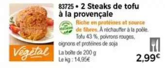 Thiriet 2 Steaks de tofu à la Provençale offre