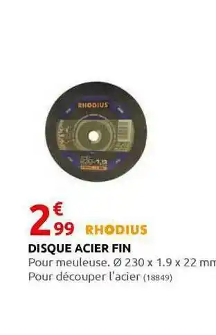 Rural Master Disque Acier Fin Rhodius offre