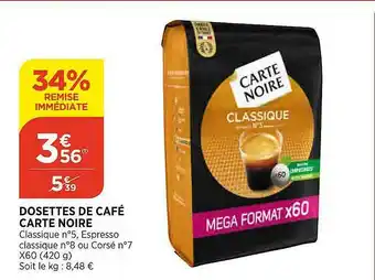 Dosettes De Café Carte Noire