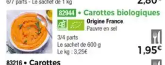 Thiriet Carottes biologiques offre