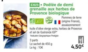 Thiriet Poêlée de demo grenaille aux herbes de Provence biologique offre
