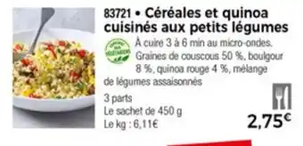 Thiriet Céréales et quinoa cuisinés aux petits légumes offre