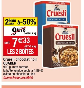 Migros Cruesli chocolat noir QUAKER offre