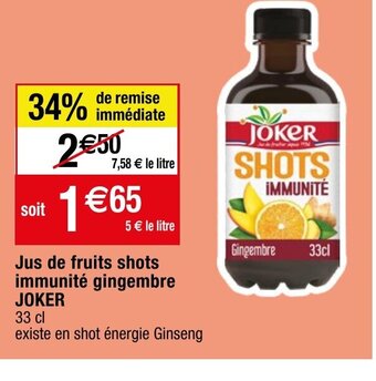 Migros Jus de fruits shots immunité gingembre JOKER offre