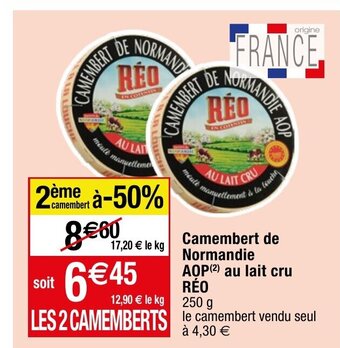 Migros Camembert de Normandie AOP (2) au lait cru Reo offre