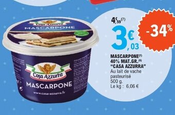 E.Leclerc MASCARPONE(¹) 40% MAT.GR. (6) "CASA AZZURRA" offre