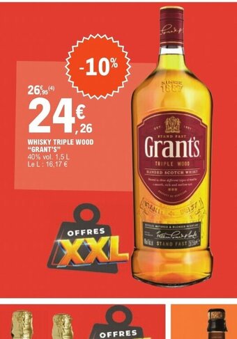 E.Leclerc WHISKY TRIPLE WOOD "GRANT'S" offre